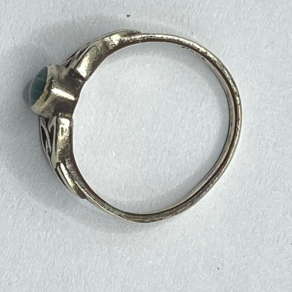 PETER STONE .925 Sterling Ring Malachite Green Celtic Knot Size 7.5 - Picture 7 of 10